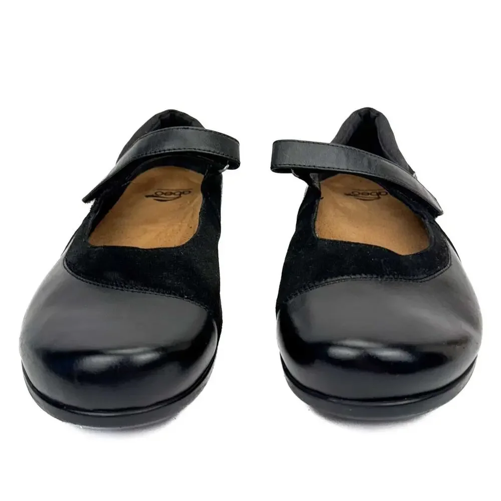 abeo Black Leather‎ Suede Orthotic Arch Support Mary Jane Comfort Shoe Sz 9.5
